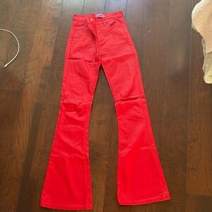 Edikted Red Flared Women's Fake Leather